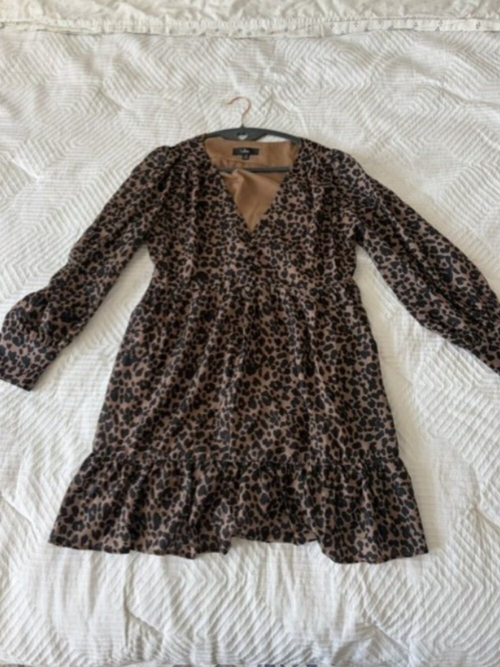 Lulus Rock It Out Leopard Print Babydoll Mini Dress | Long Sleeve | Size XS